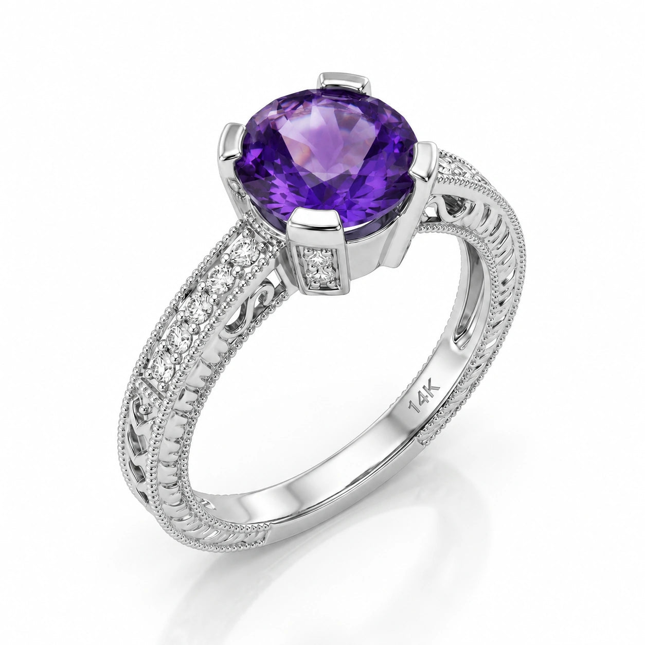 White Gold Diamond & Amethyst — Zelmira