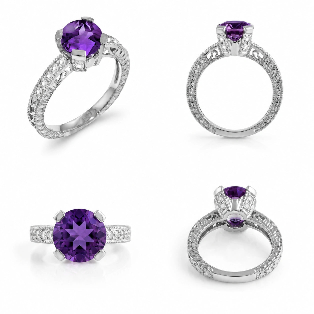 White Gold Diamond & Amethyst — Zelmira