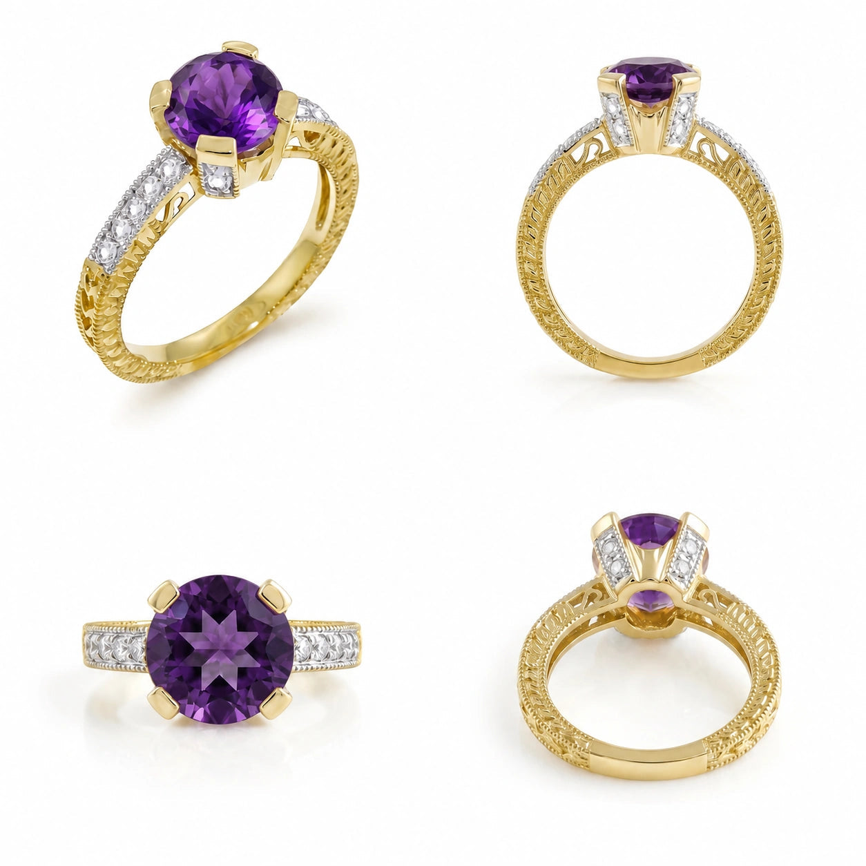 Yellow Gold Diamond & Amethyst — Zelmira