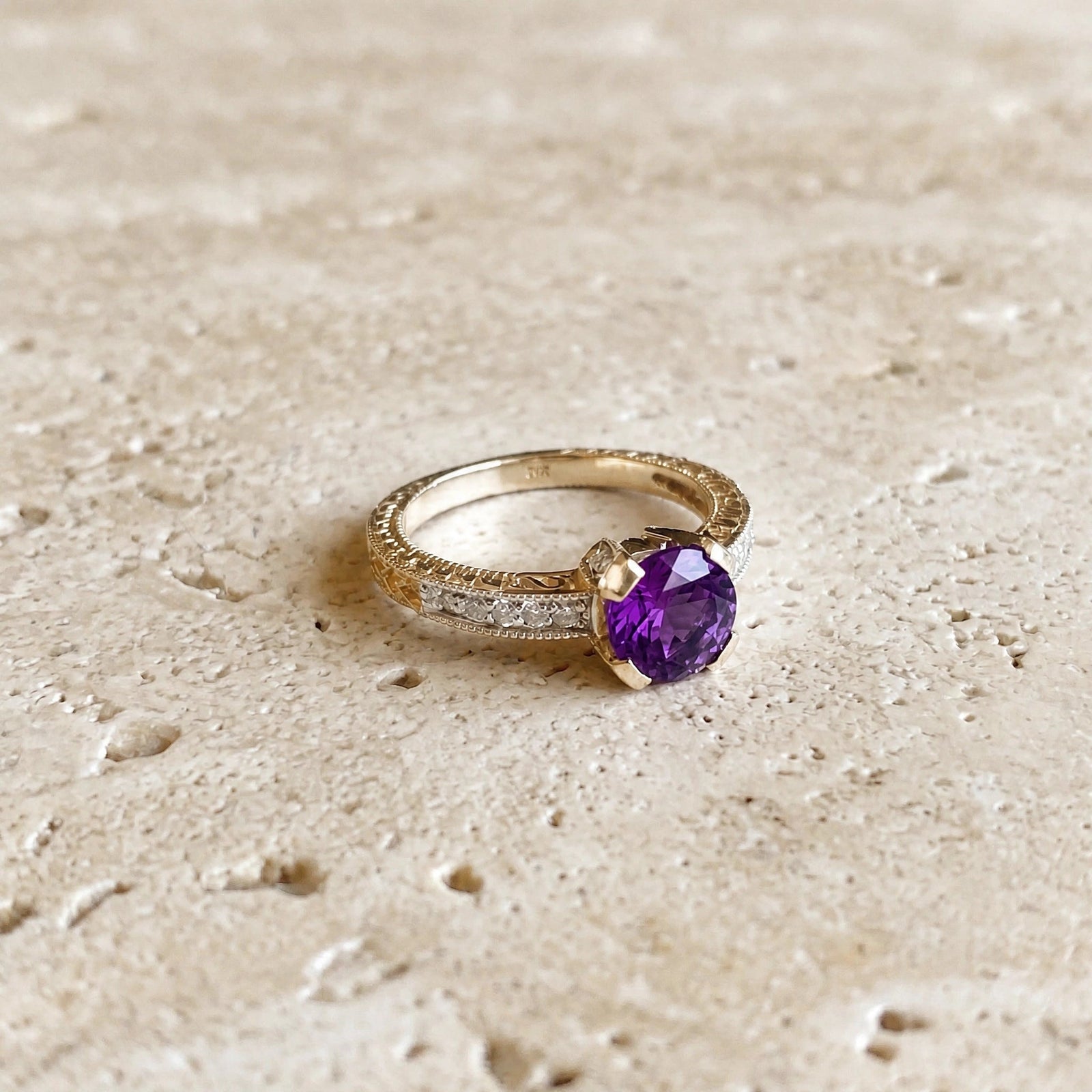 Yellow Gold Diamond & Amethyst — Zelmira