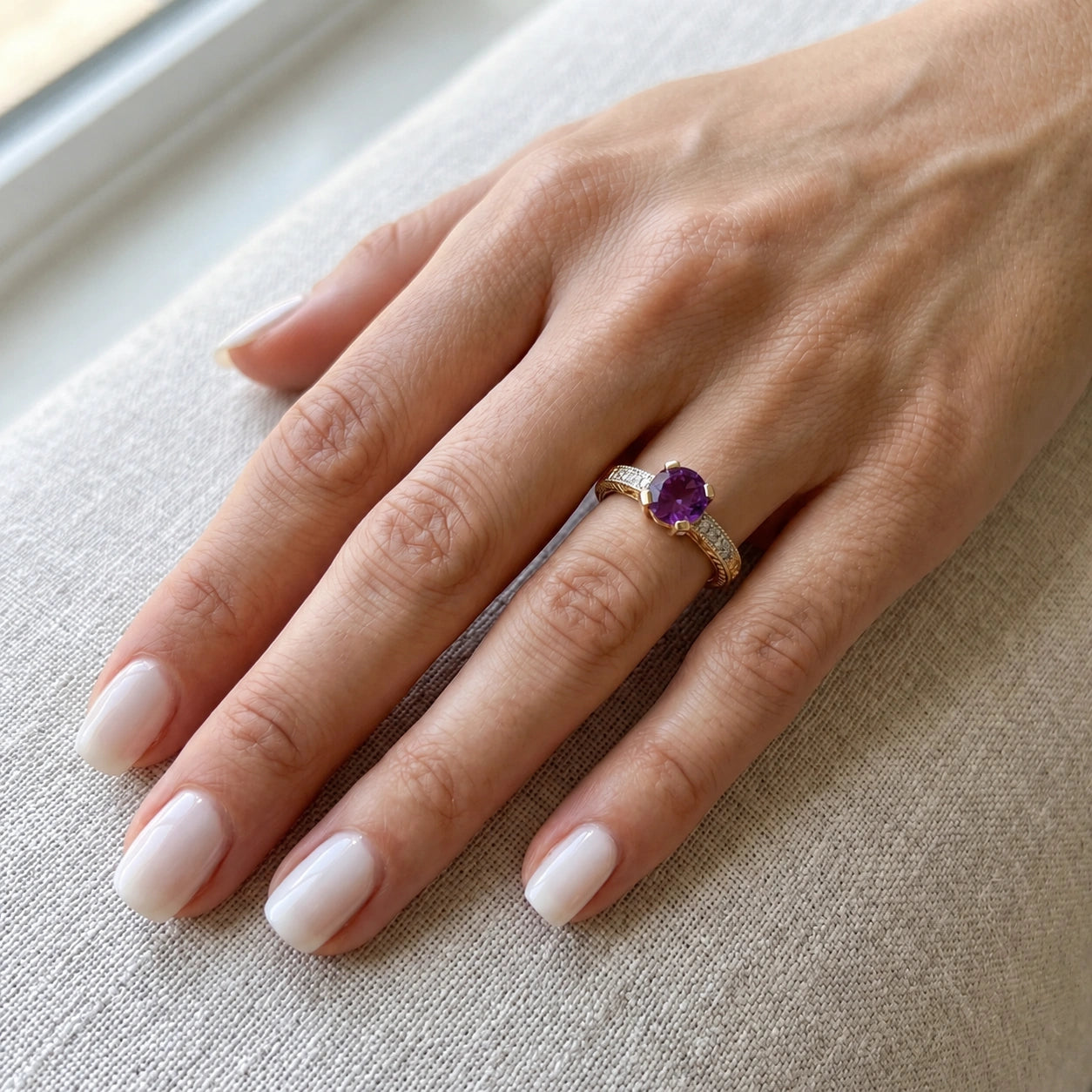 Yellow Gold Diamond & Amethyst — Zelmira