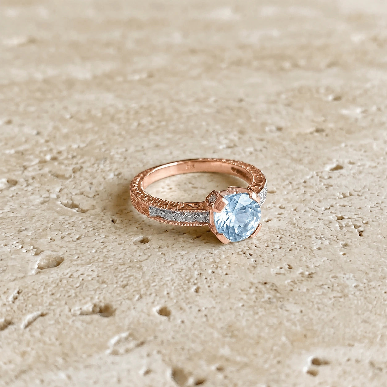 Rose Gold Diamond & Aquamarine — Zelmira
