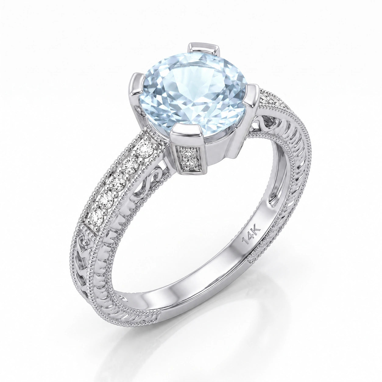 White Gold Diamond & Aquamarine — Zelmira