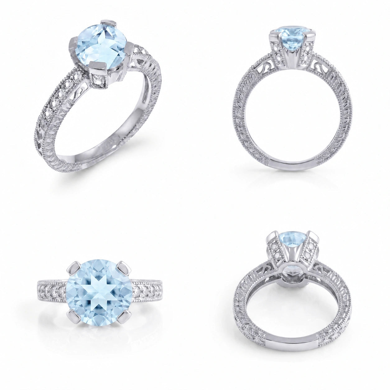 White Gold Diamond & Aquamarine — Zelmira