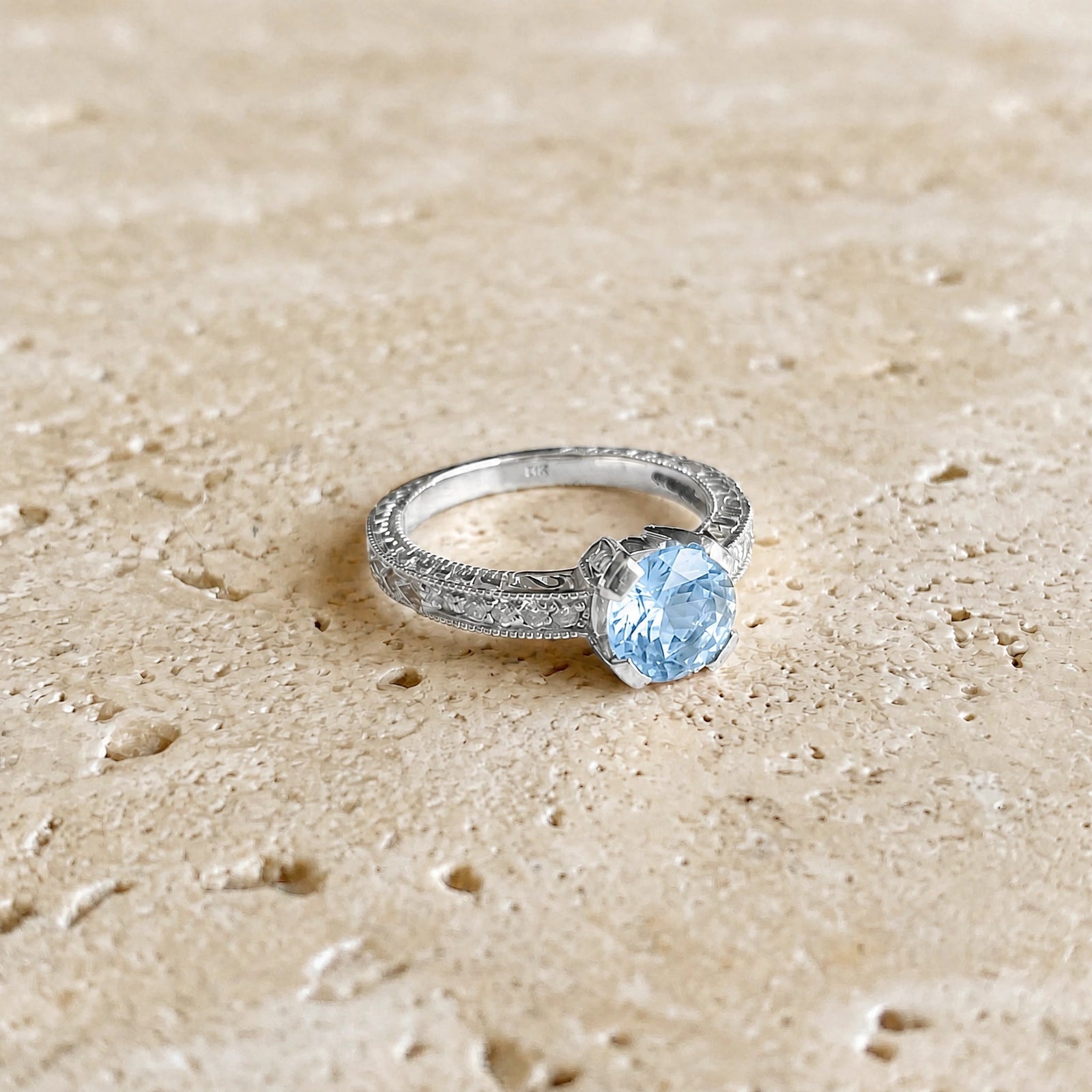 White Gold Diamond & Aquamarine — Zelmira