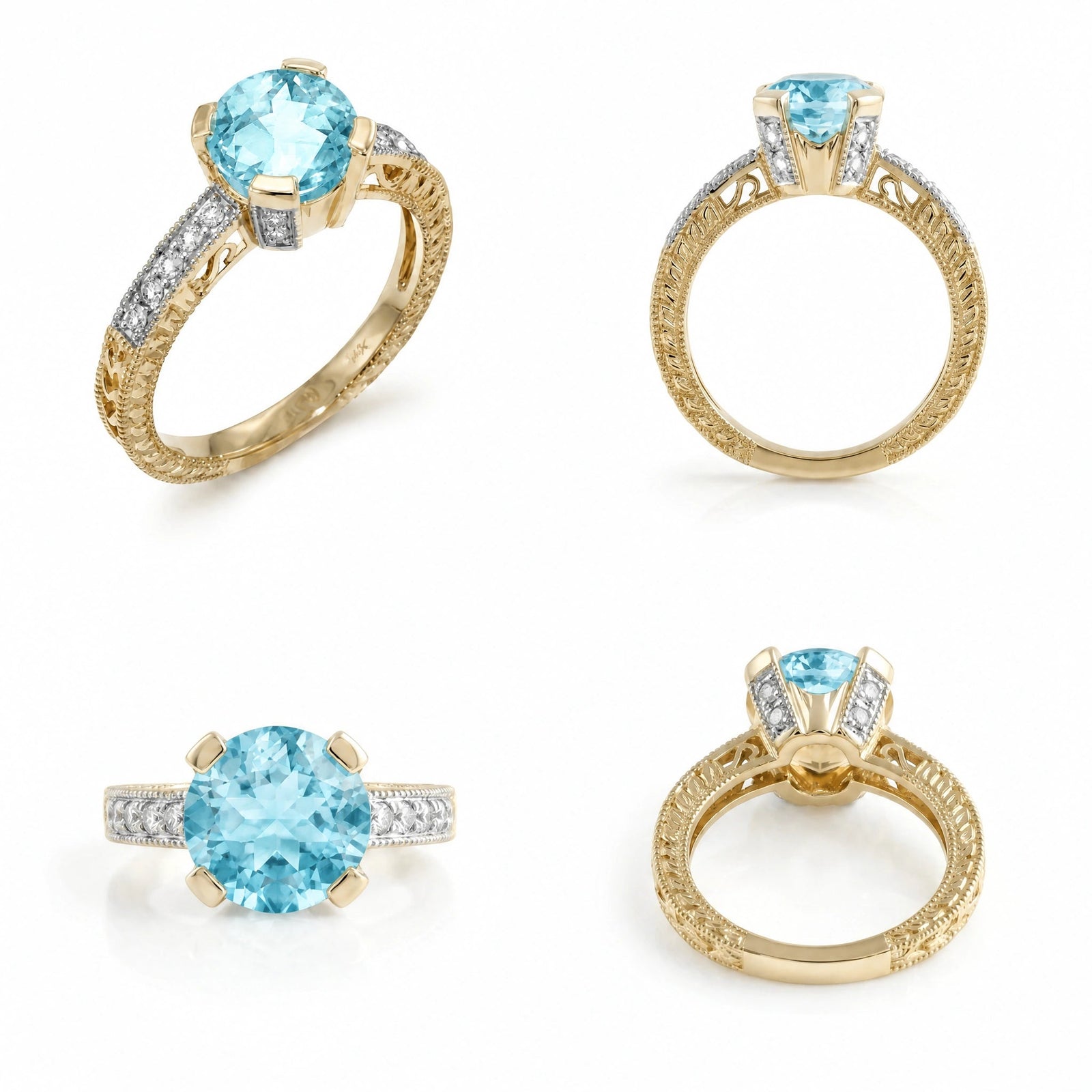 Yellow Gold Diamond & Aquamarine — Zelmira
