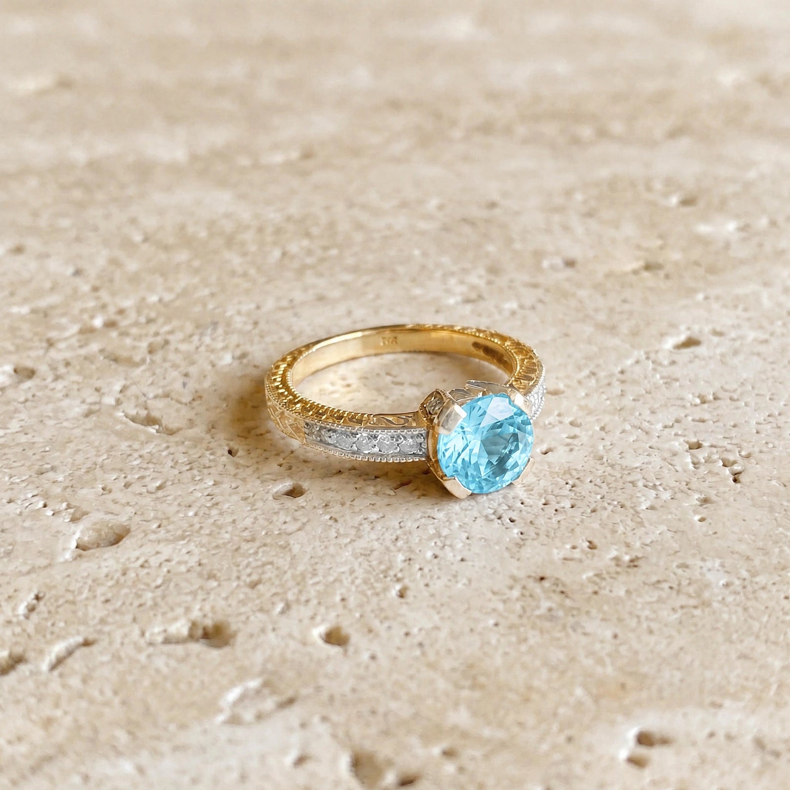 Yellow Gold Diamond & Aquamarine — Zelmira