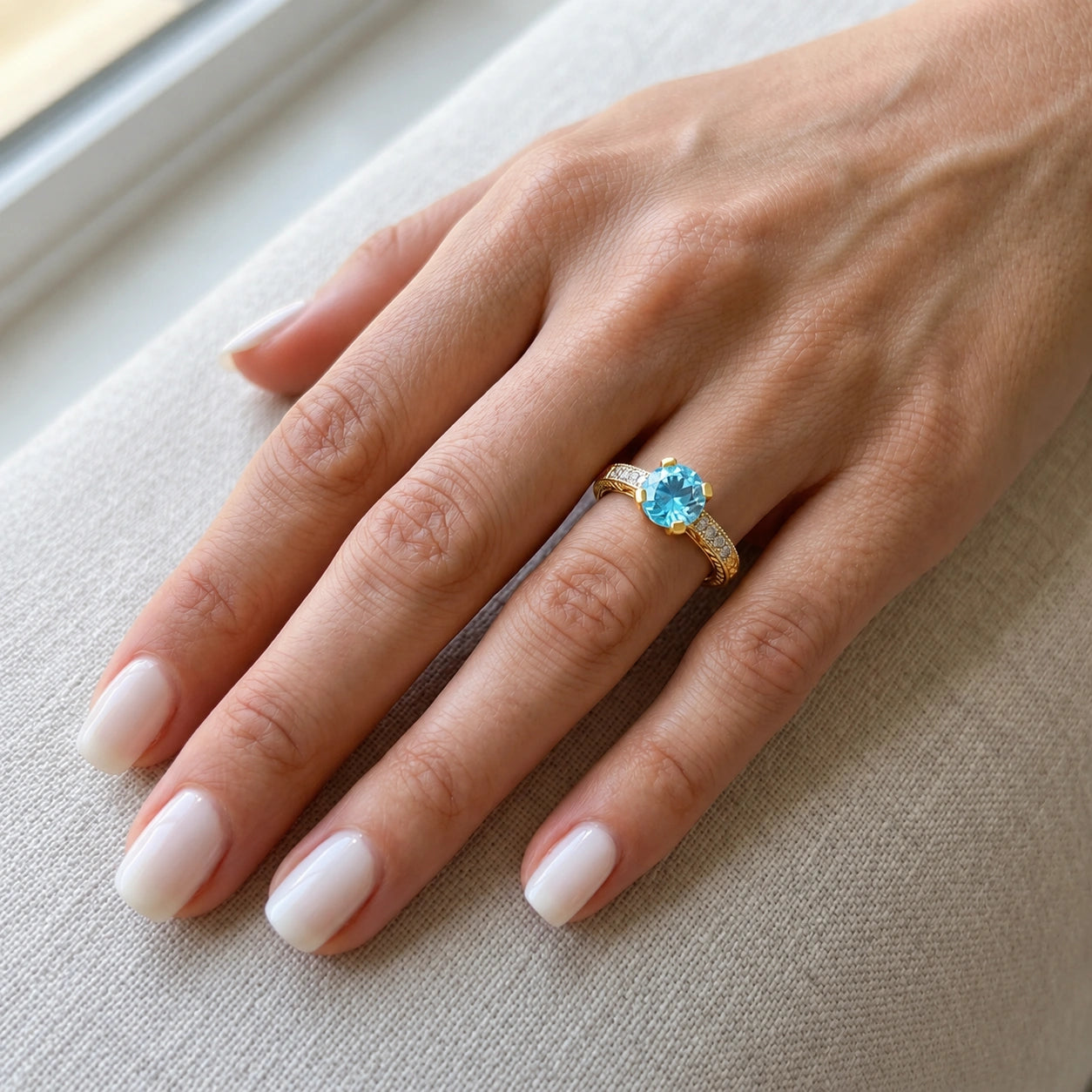 Yellow Gold Diamond & Aquamarine — Zelmira