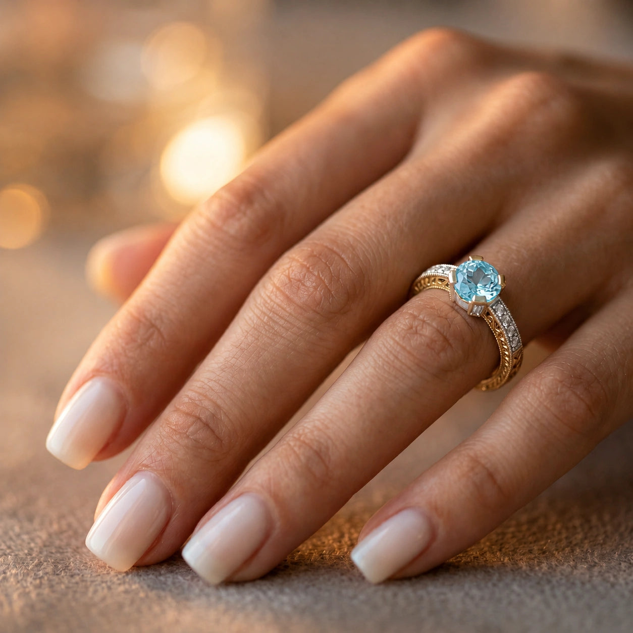 Yellow Gold Diamond & Aquamarine — Zelmira