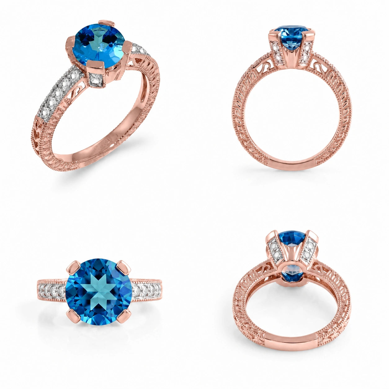 Rose Gold Diamond & Blue Topaz — Zelmira