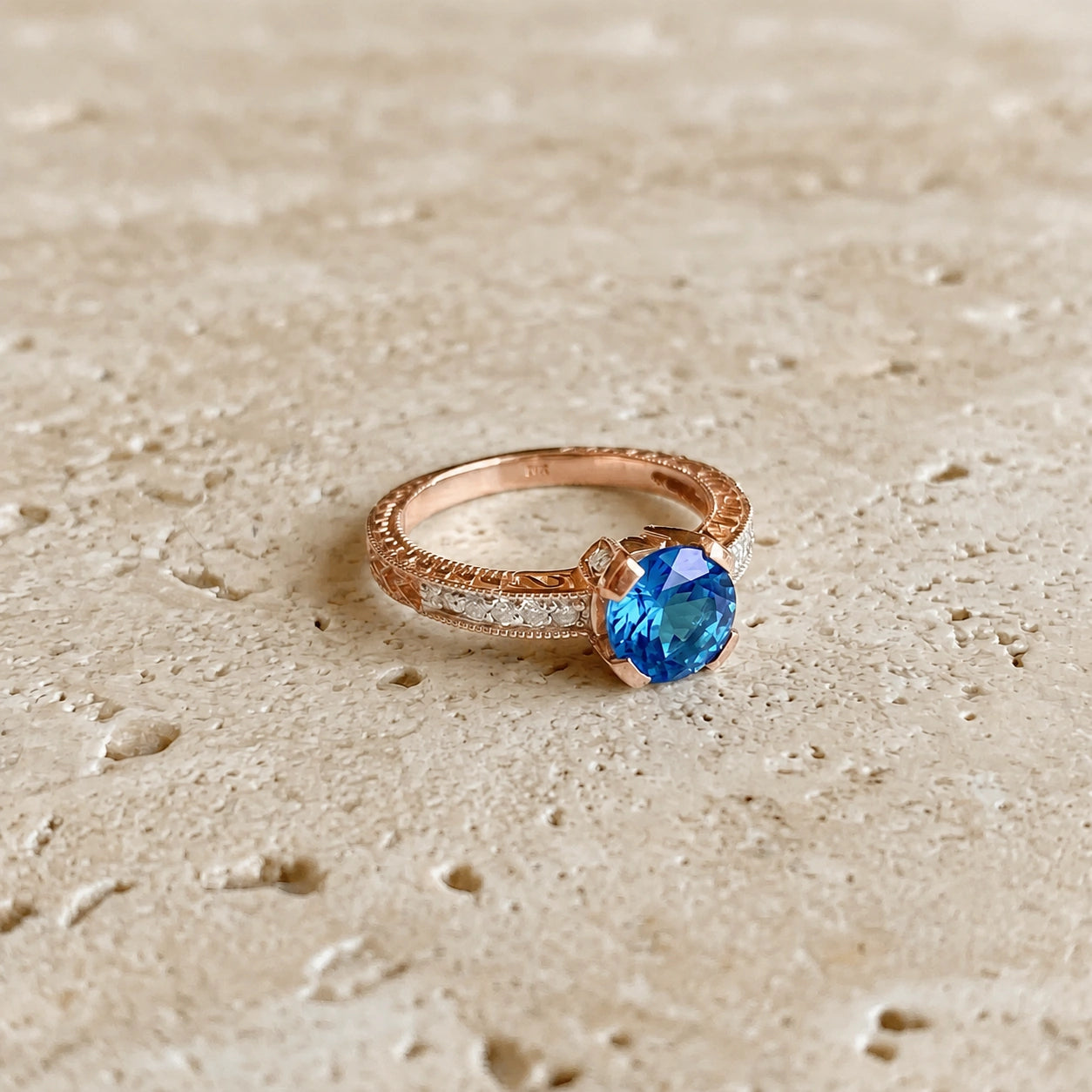 Rose Gold Diamond & Blue Topaz — Zelmira