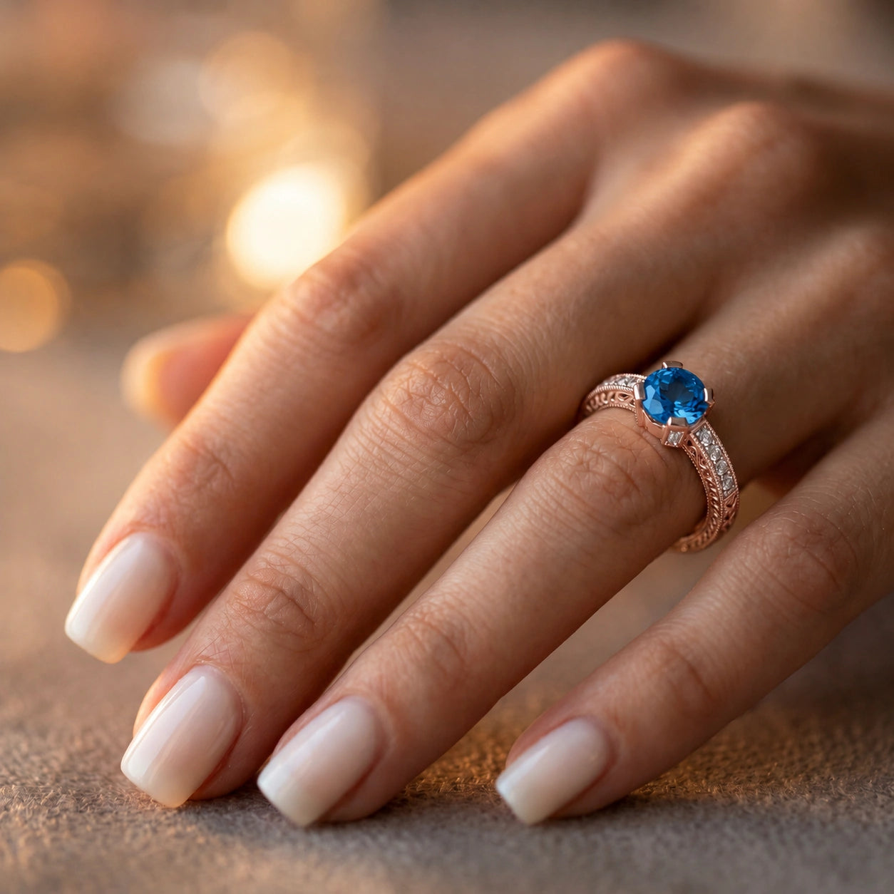 Rose Gold Diamond & Blue Topaz — Zelmira