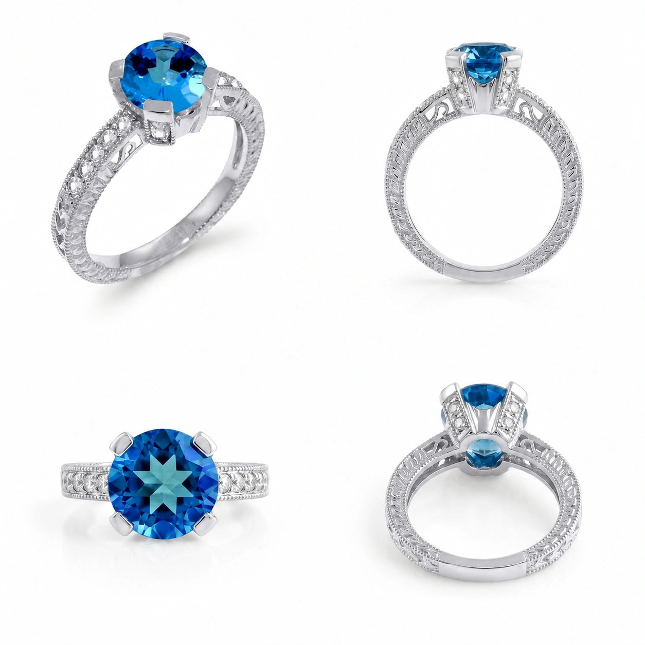 White Gold Diamond & Blue Topaz — Zelmira