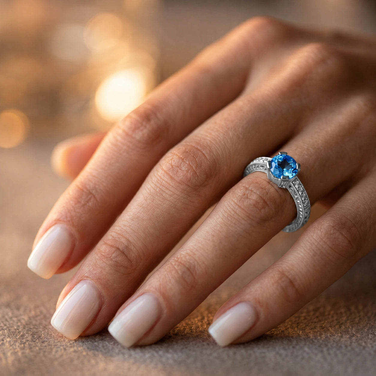 White Gold Diamond & Blue Topaz — Zelmira