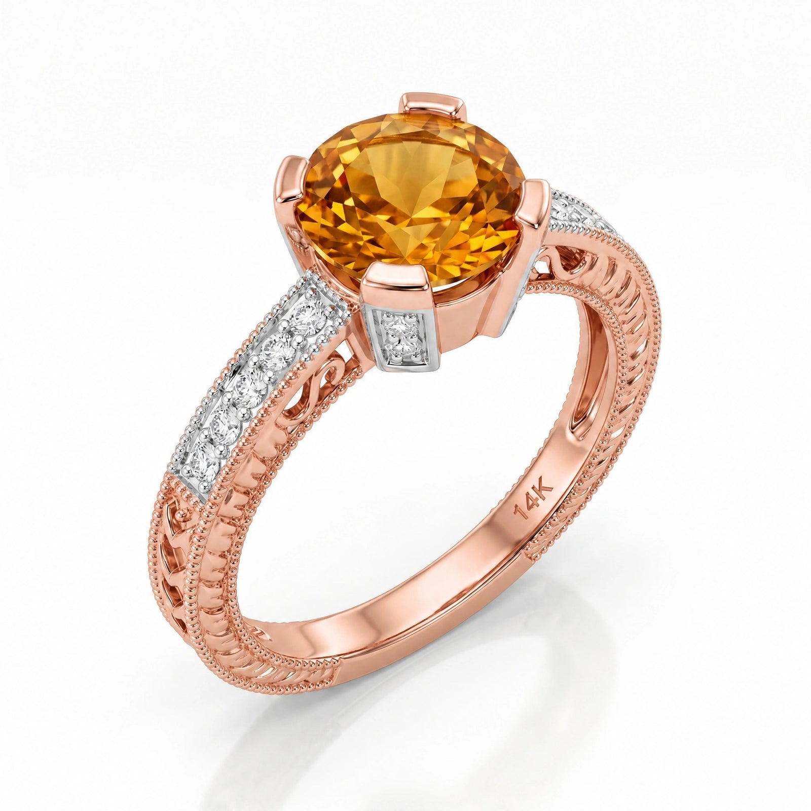 Rose Gold Diamond & Citrine — Zelmira