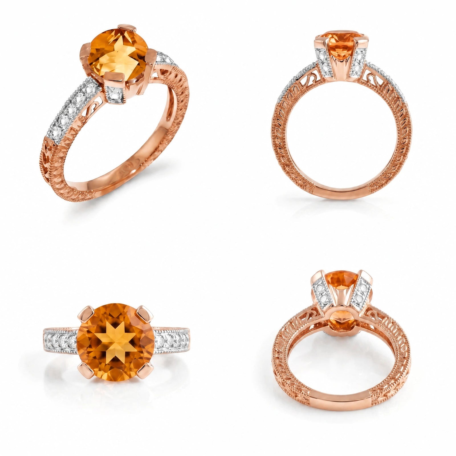Rose Gold Diamond & Citrine — Zelmira