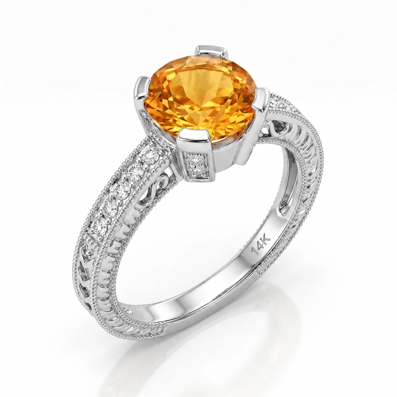 White Gold Diamond & Citrine — Zelmira