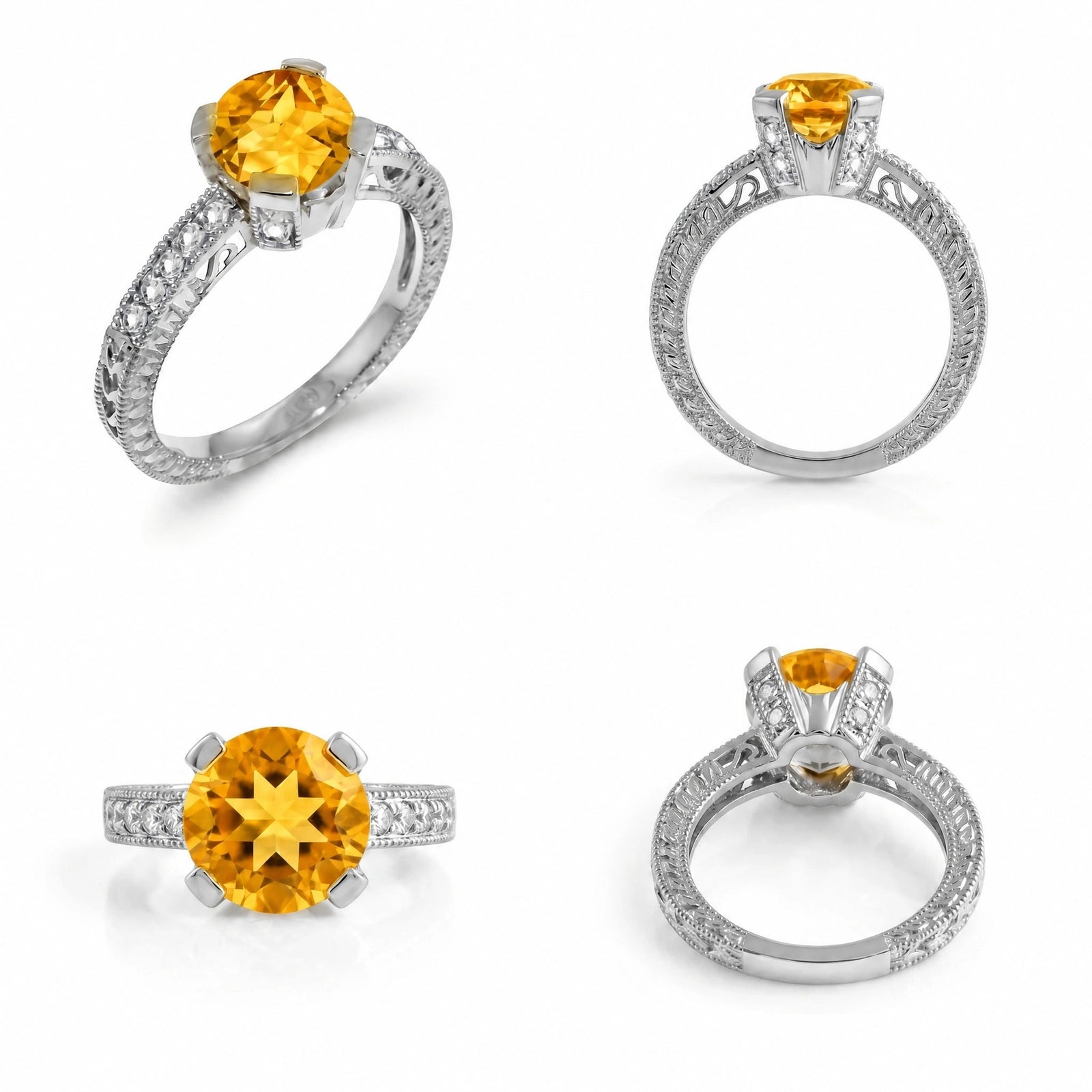 White Gold Diamond & Citrine — Zelmira