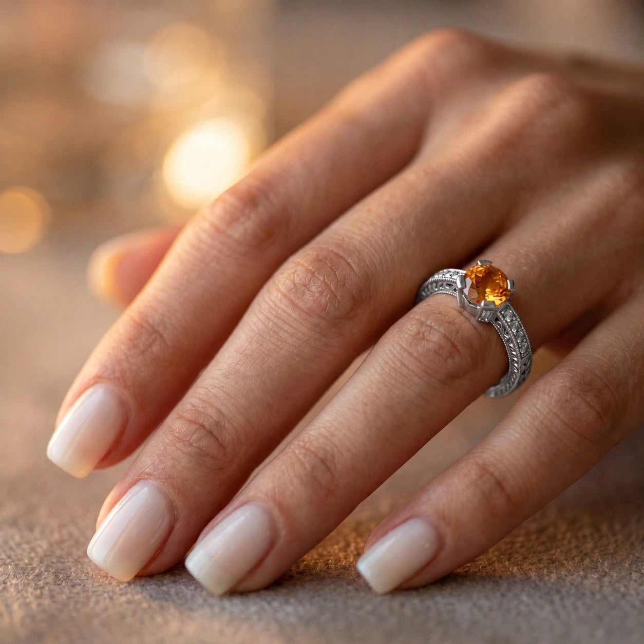 White Gold Diamond & Citrine — Zelmira