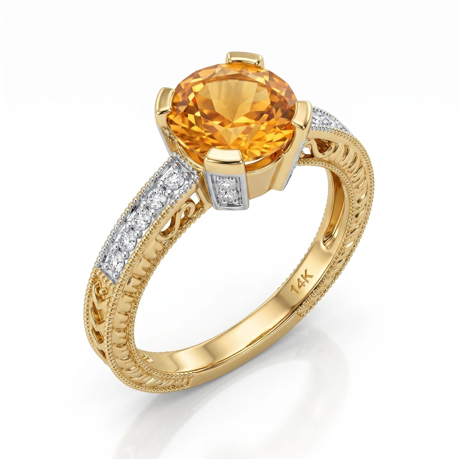 Yellow Gold Diamond & Citrine — Zelmira