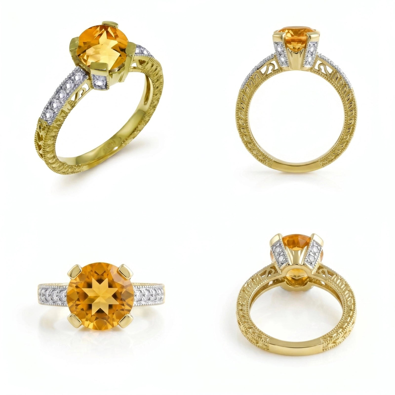 Yellow Gold Diamond & Citrine — Zelmira