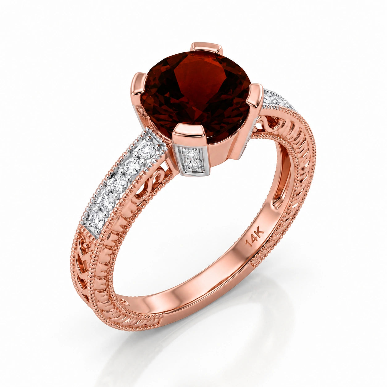 Rose Gold Diamond & Garnet — Zelmira