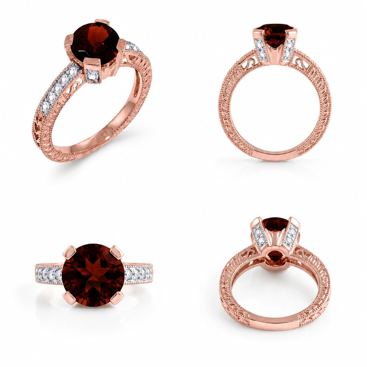 Rose Gold Diamond & Garnet — Zelmira
