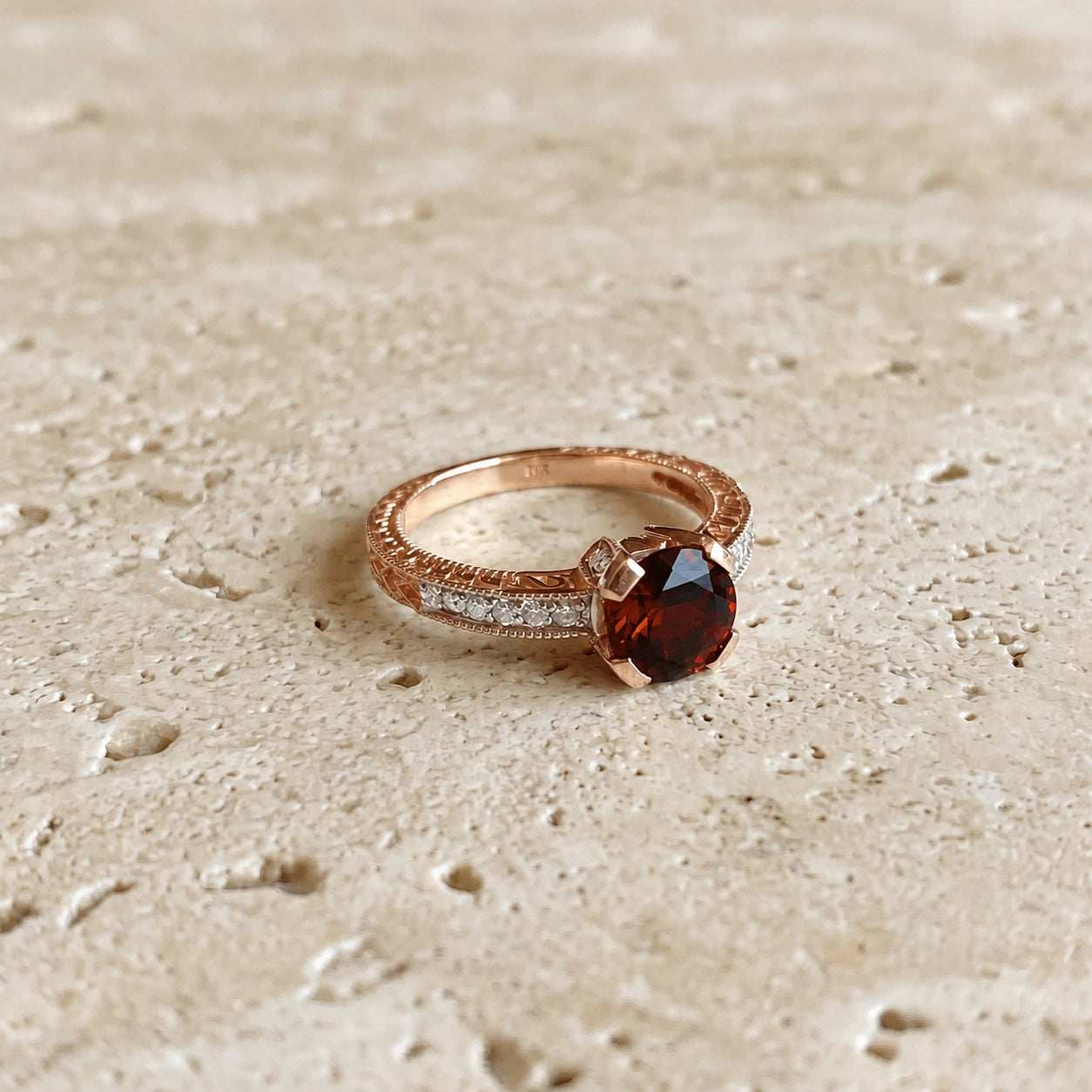 Rose Gold Diamond & Garnet — Zelmira