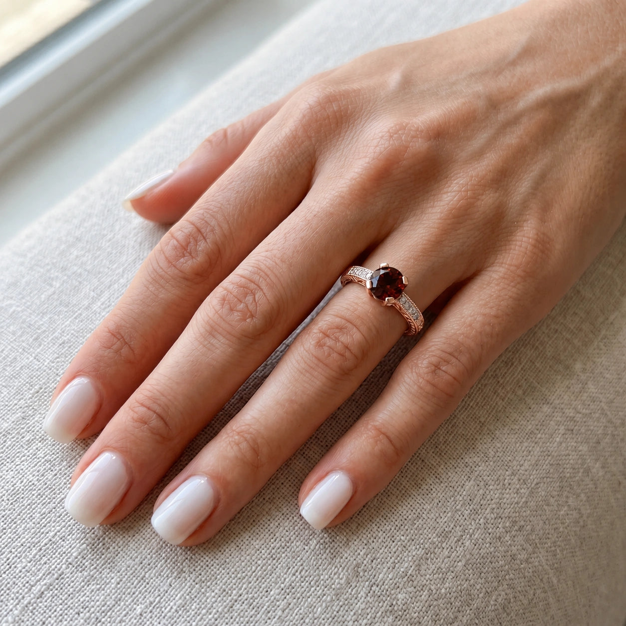 Rose Gold Diamond & Garnet — Zelmira