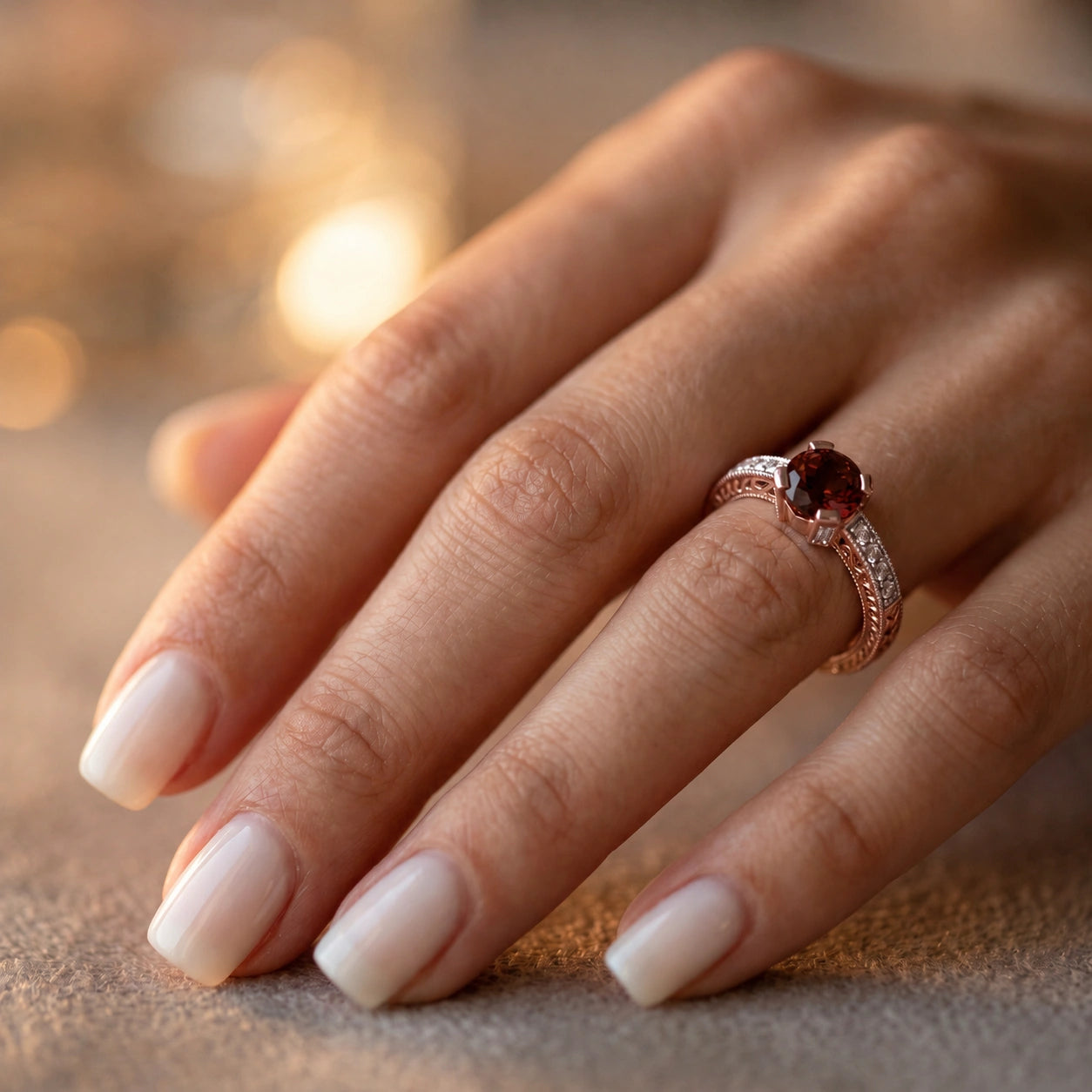 Rose Gold Diamond & Garnet — Zelmira