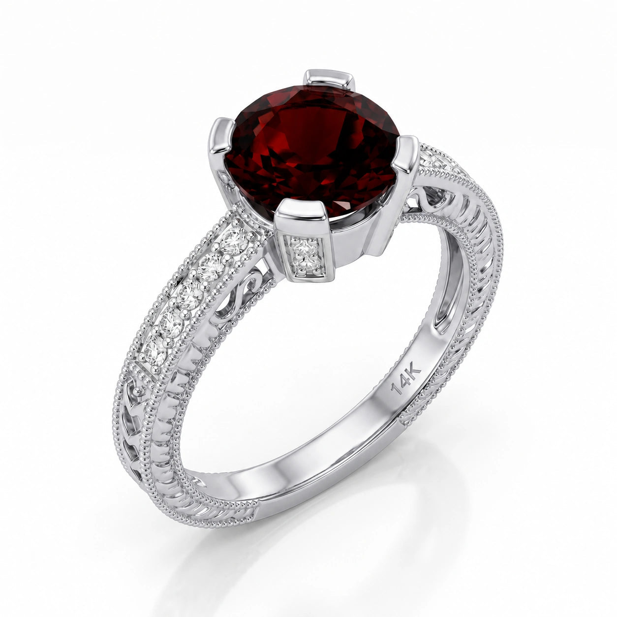 White Gold Diamond & Garnet — Zelmira