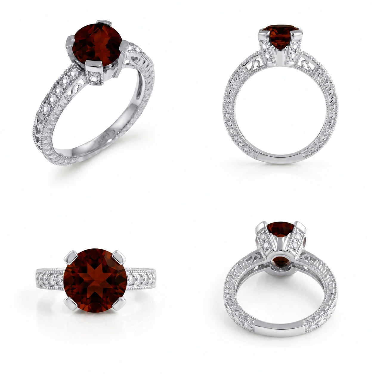 White Gold Diamond & Garnet — Zelmira