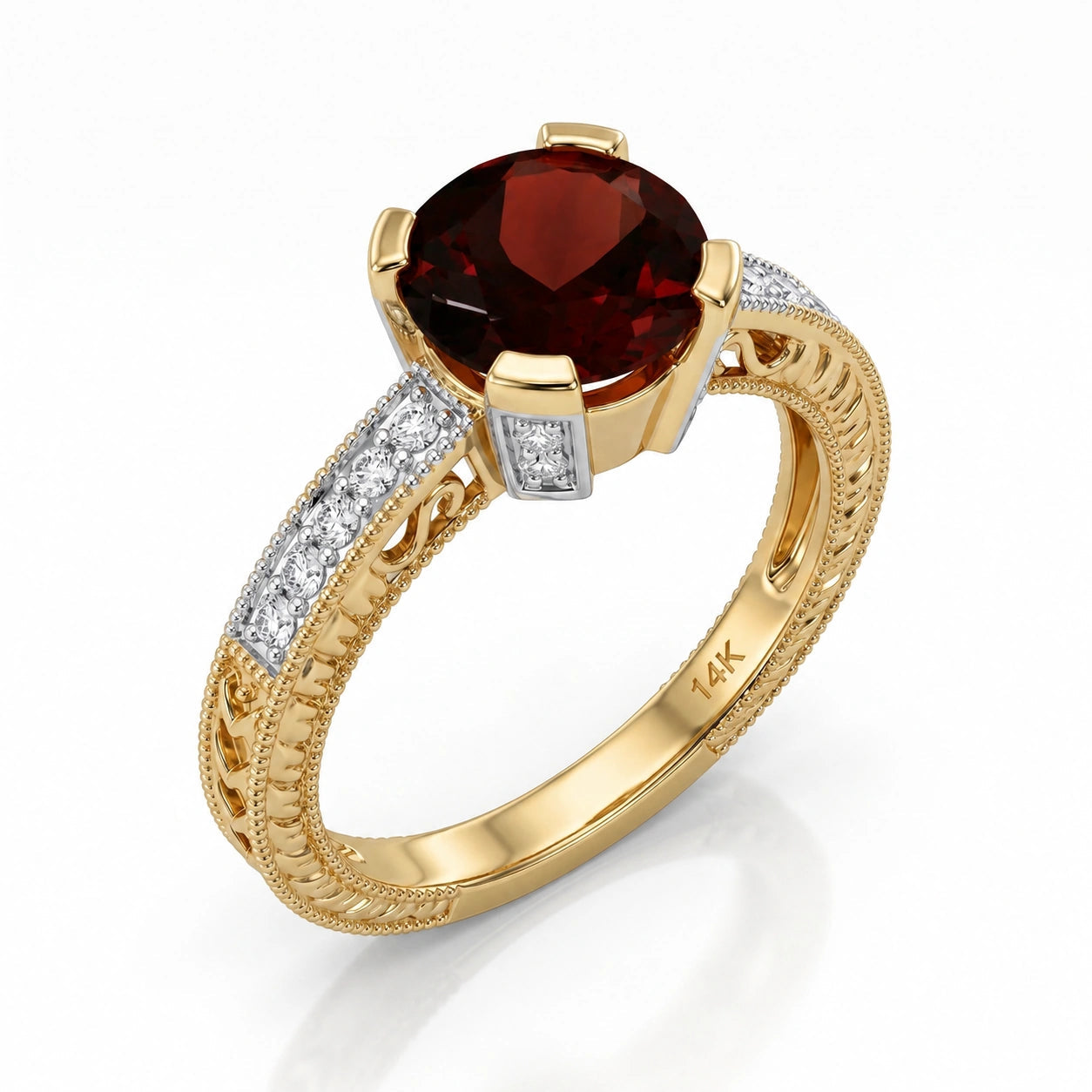 Yellow Gold Diamond & Garnet — Zelmira