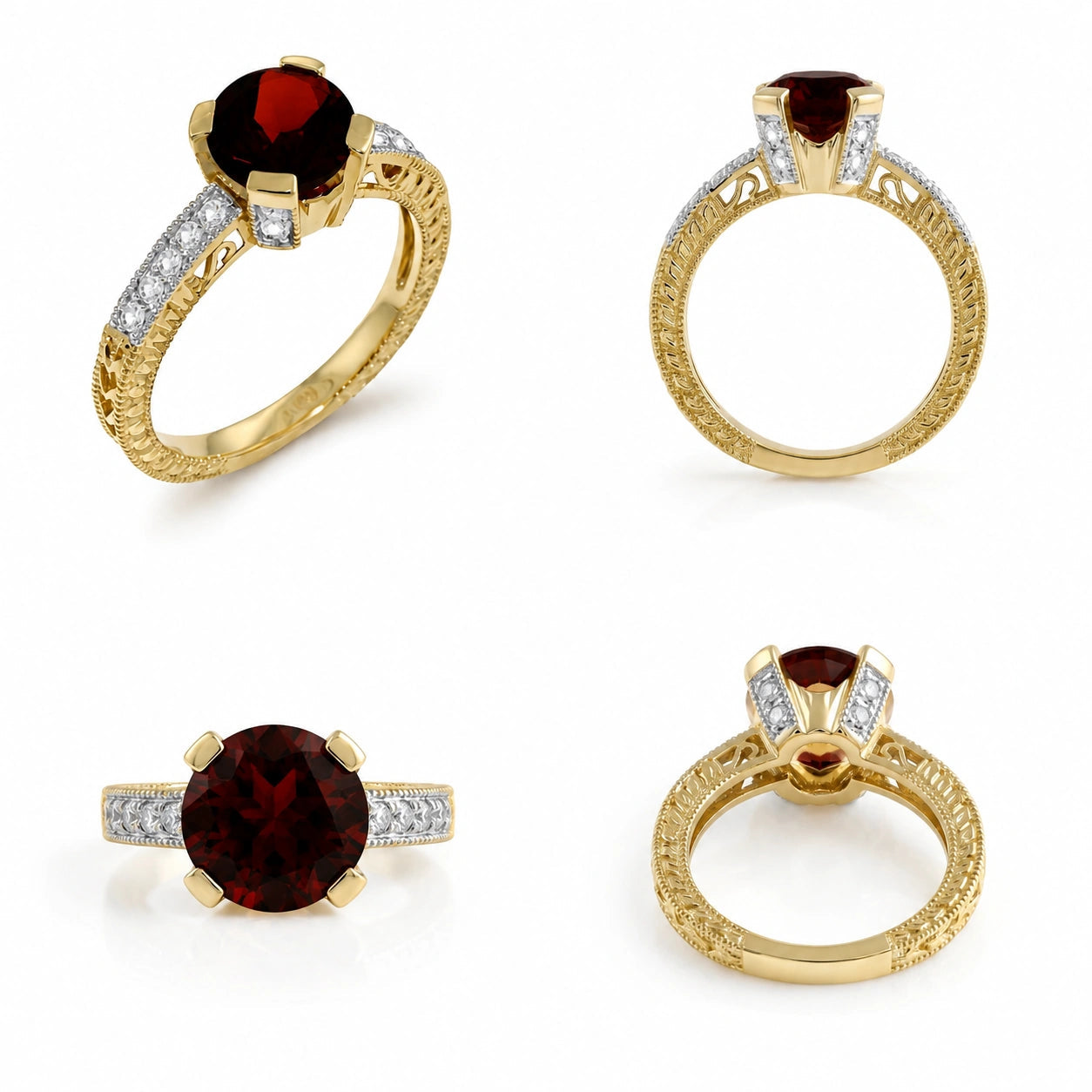 Yellow Gold Diamond & Garnet — Zelmira
