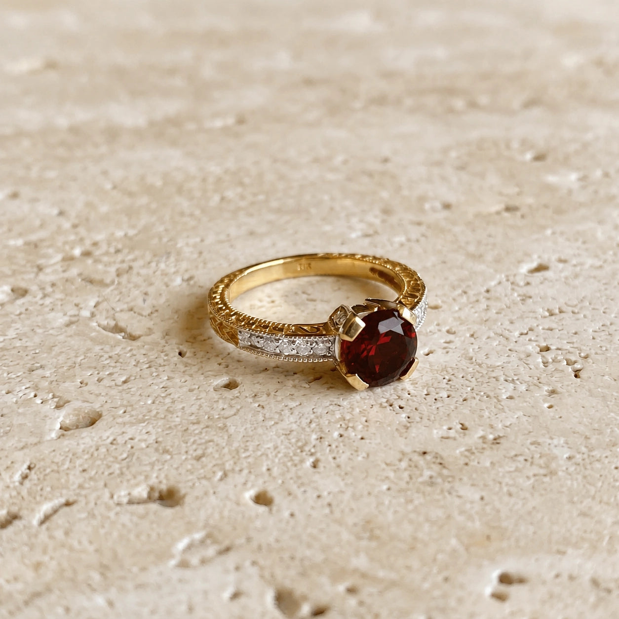 Yellow Gold Diamond & Garnet — Zelmira