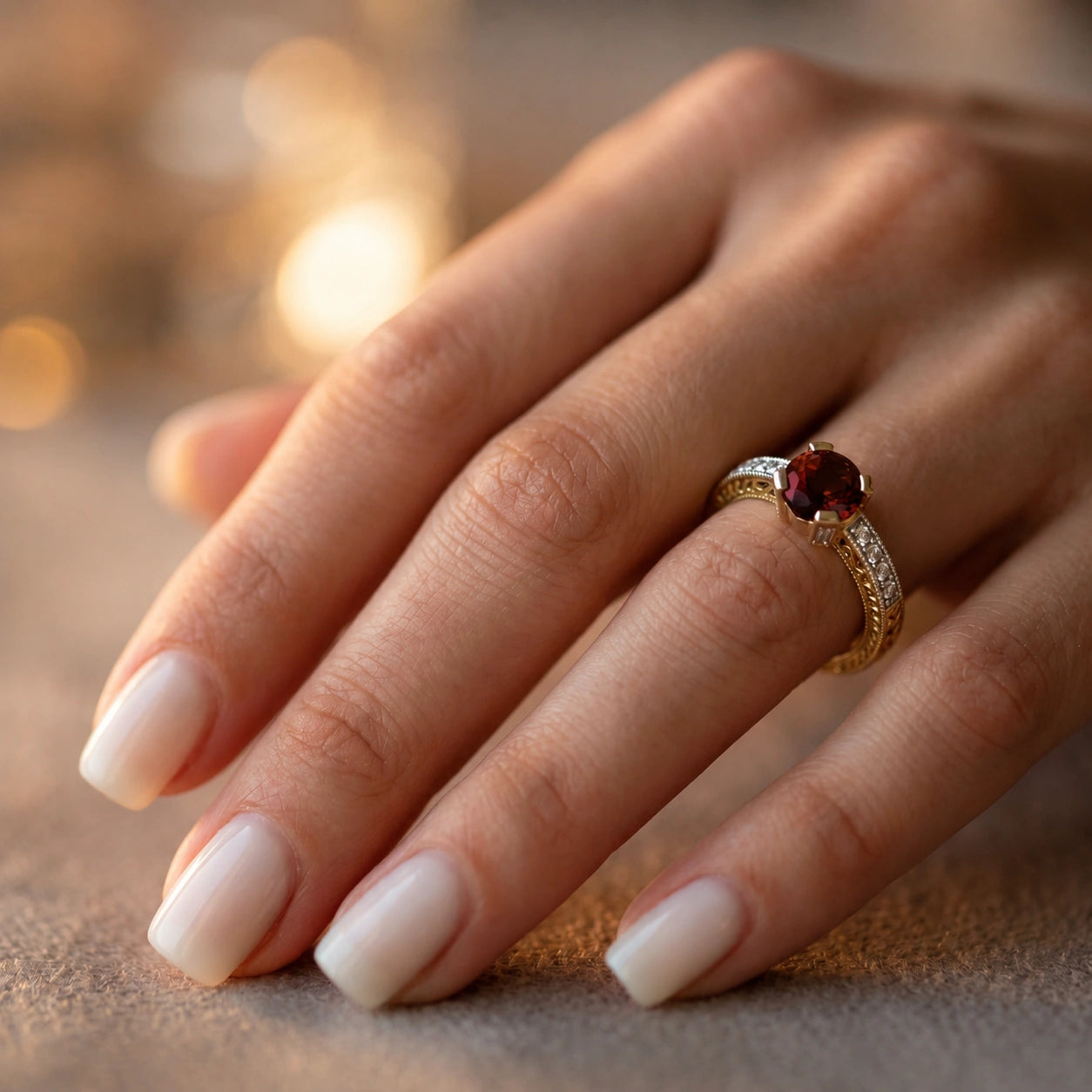 Yellow Gold Diamond & Garnet — Zelmira