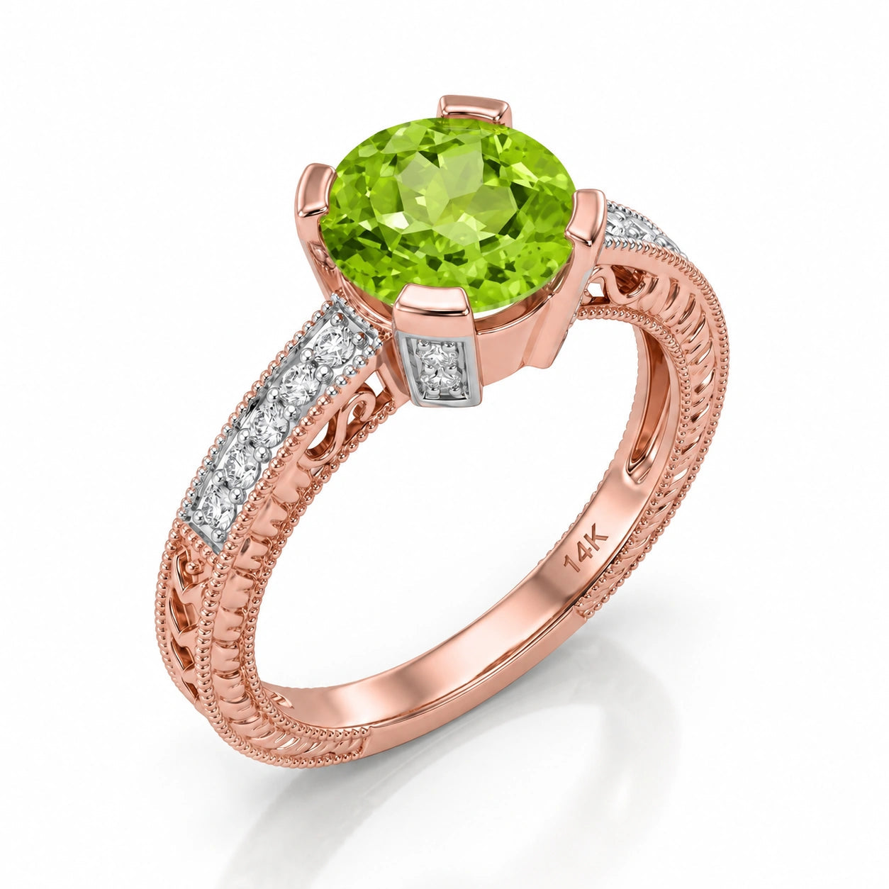 Rose Gold Diamond & Peridot — Zelmira