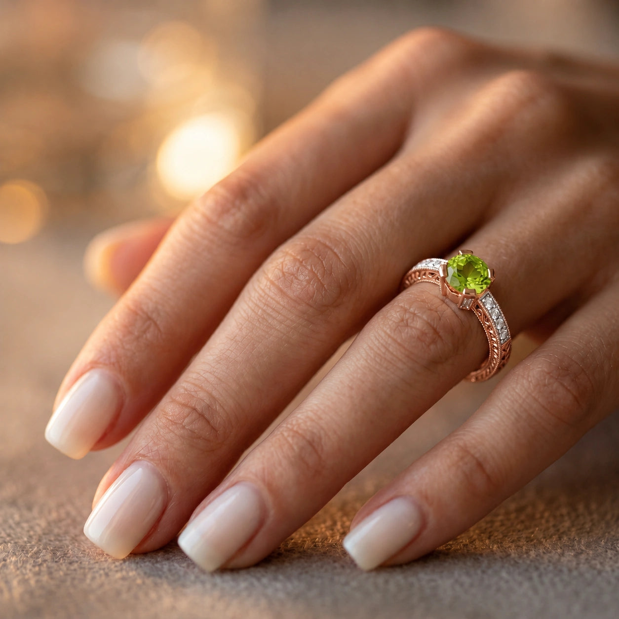Rose Gold Diamond & Peridot — Zelmira