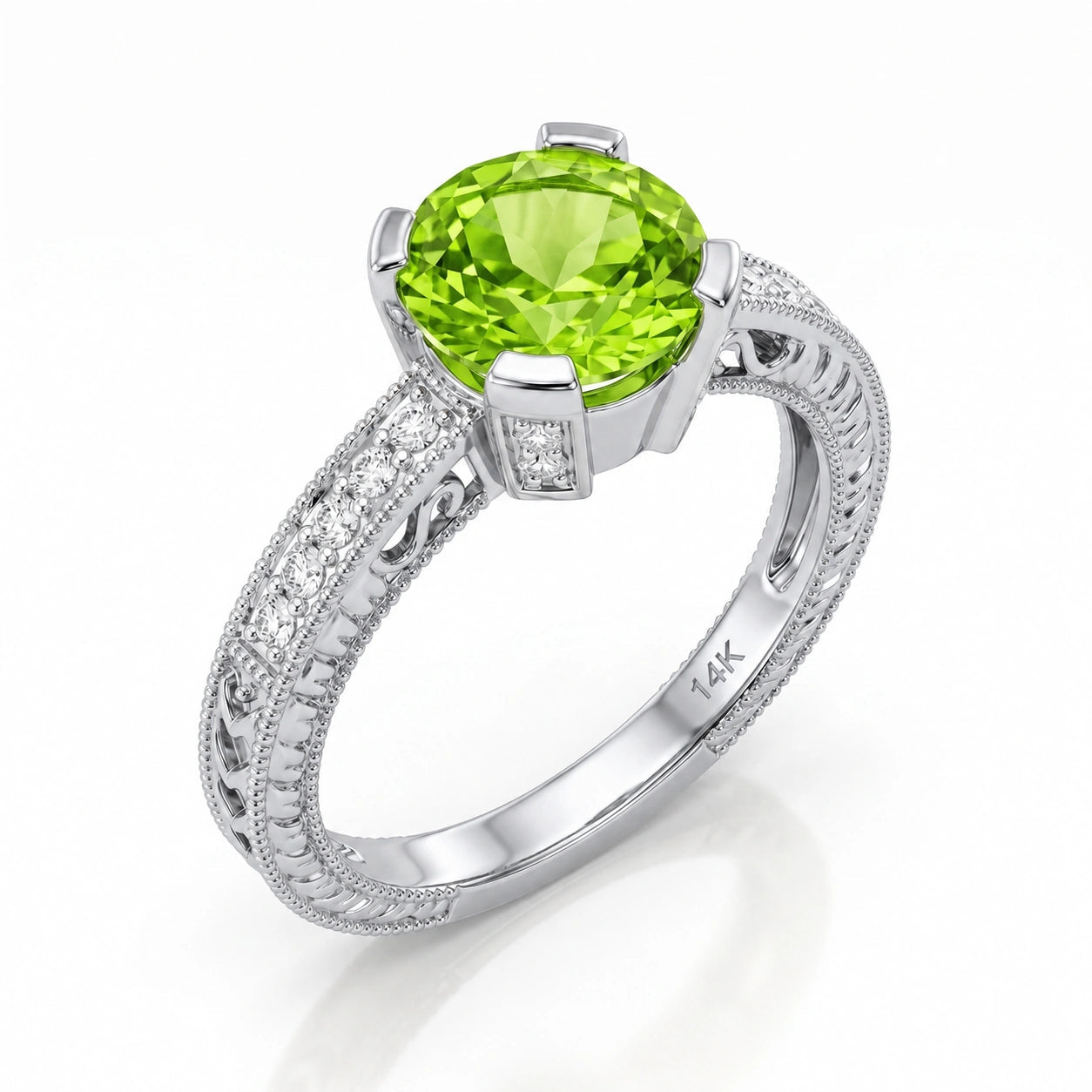 White Gold Diamond & Peridot — Zelmira