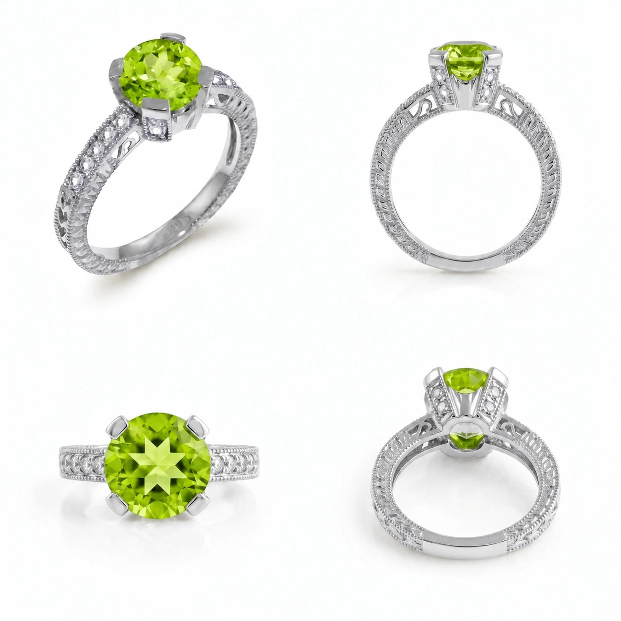 White Gold Diamond & Peridot — Zelmira