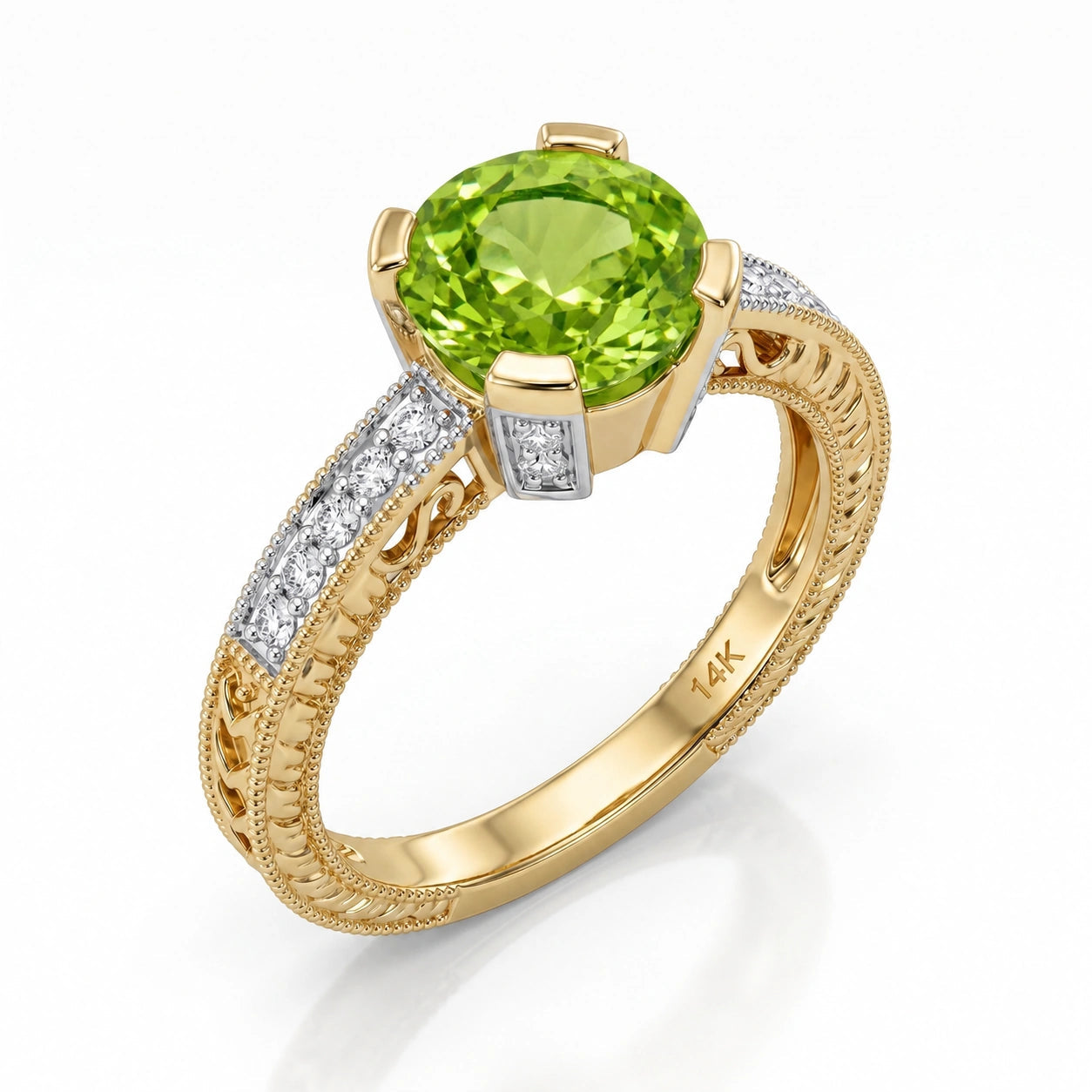 Yellow Gold Diamond & Peridot — Zelmira