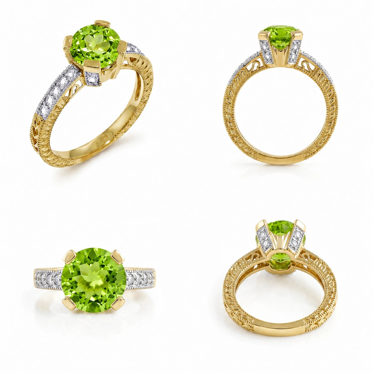 Yellow Gold Diamond & Peridot — Zelmira