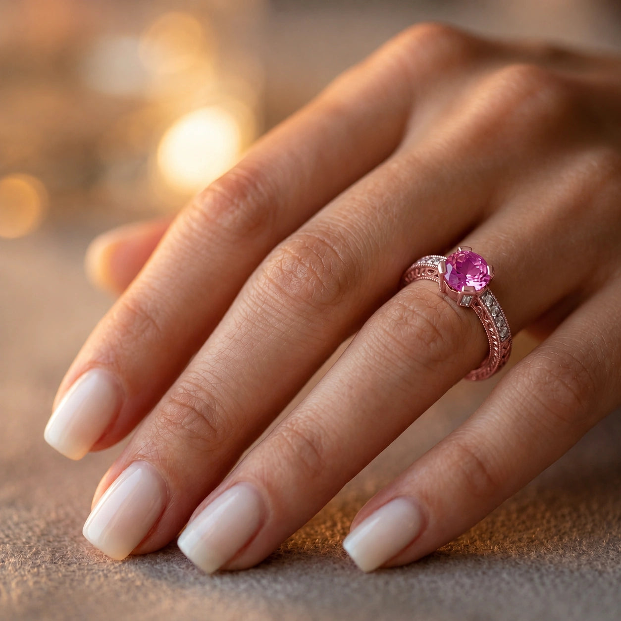 Rose Gold Diamond & Pink Topaz — Zelmira