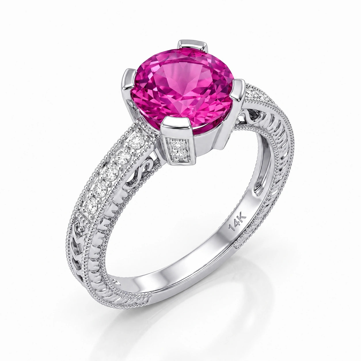 White Gold Diamond & Pink Topaz — Zelmira