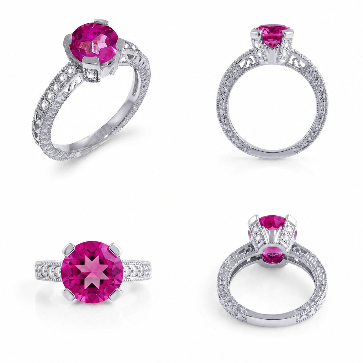 White Gold Diamond & Pink Topaz — Zelmira