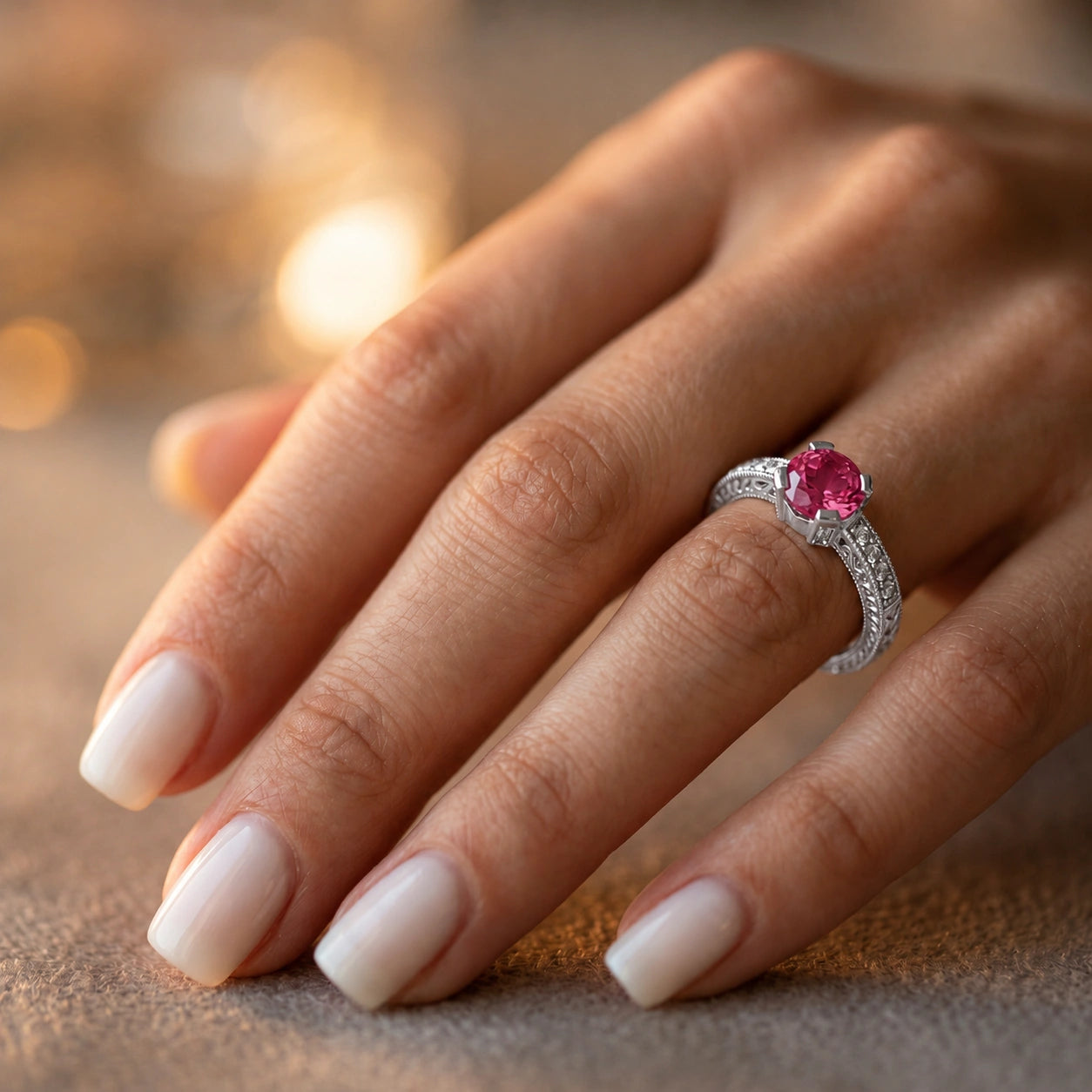 White Gold Diamond & Pink Topaz — Zelmira