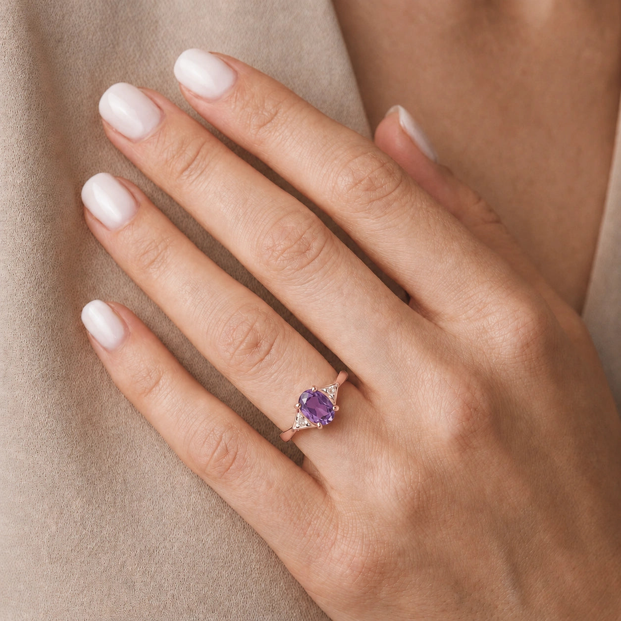 Rose Gold Diamond & Amethyst — Zoe