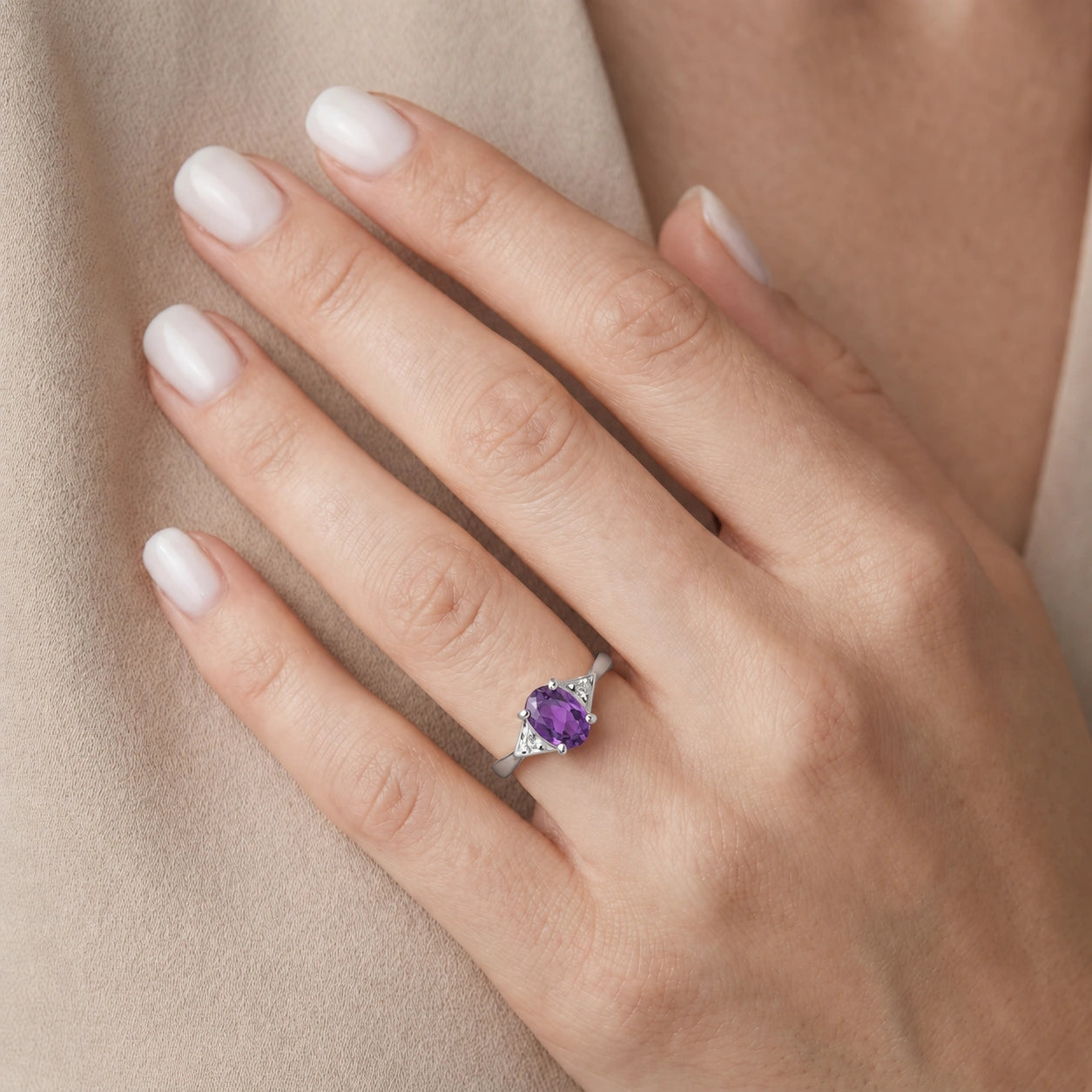 White Gold Diamond & Amethyst — Zoe