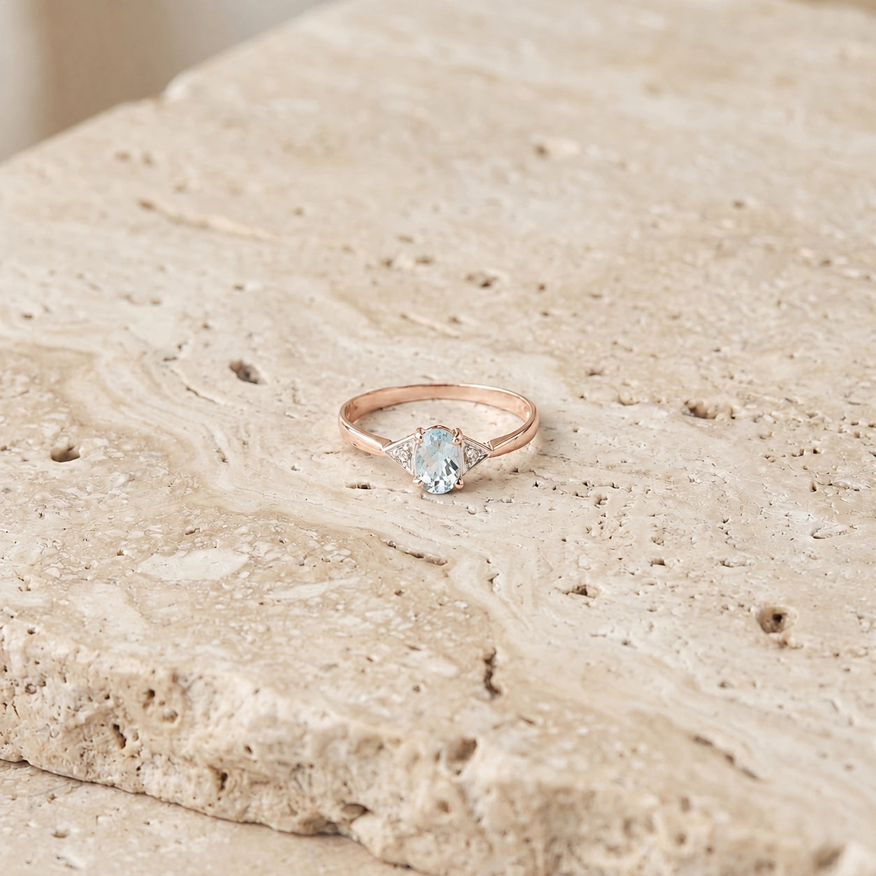 Rose Gold Diamond & Aquamarine — Zoe