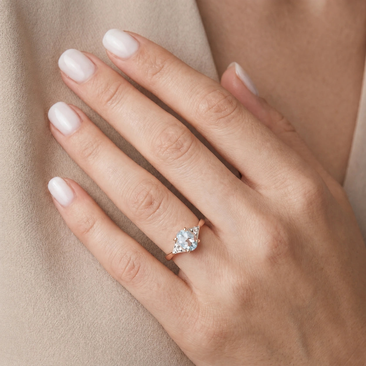 Rose Gold Diamond & Aquamarine — Zoe